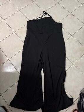 Black Wide-Leg Jumpsuit with Halter Straps